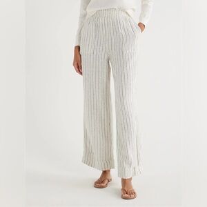 Time and Tru White/Black Striped Linen Pants, Size L 12-14, Excellent